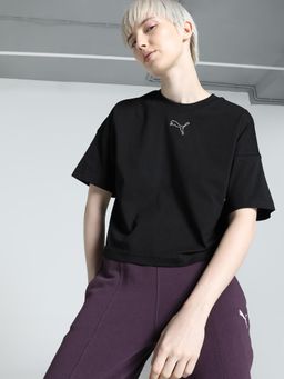 Puma - Her Cropped Womens Black T-Shirt