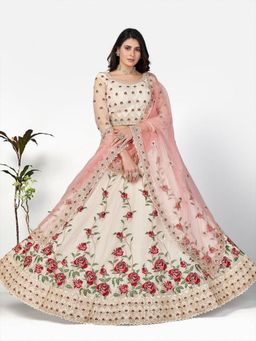 Odette - Sassy Off White Unstitched Lehenga With Unstitched Blouse And Dupatta