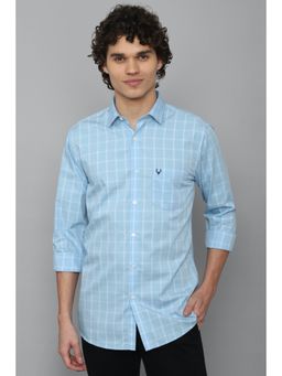 Allen Solly - Men Blue Slim Fit Check Full Sleeves Casual Shirts