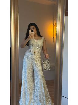 Asaga - Women Ivory Corset with Sharara