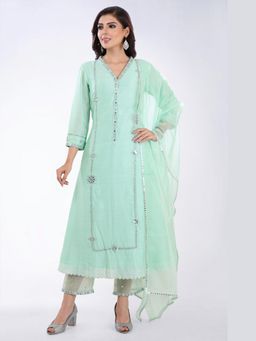 Asaga - Women Sky Blue Husn Kurta with Pant and Dupatta