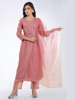 Asaga - Women Pink Rizvi Kurta with Pant and Dupatta