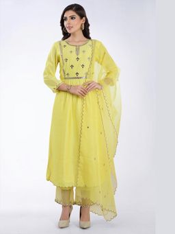 Asaga - Women Yellow Naaz Kurta with Pant and Dupatta