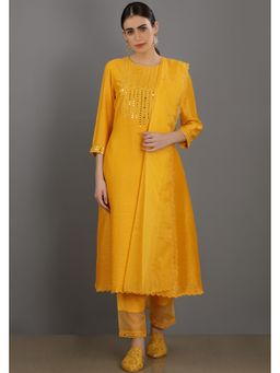 Asaga - Women Mustard Yahya Kurta with Pant and Dupatta