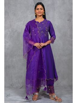 Asaga - Women Purple Ankuri Kurta with Pant and Dupatta