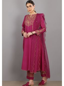 Asaga - Women Purple Azhar Kurta with Pant and Dupatta