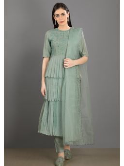 Asaga - Women Green Kiran Kurta with Pant and Dupatta