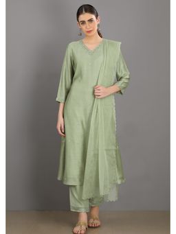 Asaga - Women Green Ruhaani Kurta with Pant and Dupatta