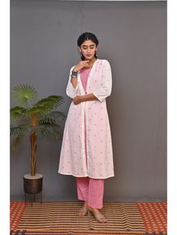 EARTHWEAR - Cotton Layered White Kurta with Pant
