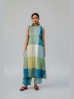 EARTHWEAR - Checks Handloom Cotton Multicolor Kurta with Pant