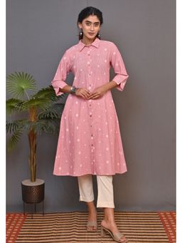 EARTHWEAR - Stripe Cotton Pink Kurta with Pant