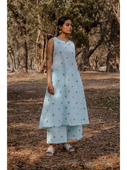 EARTHWEAR - Cotton Sleeveless Blue Kurta with Pant