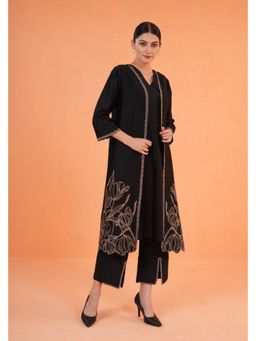 ORIGANI - Black Oasis Kurta and Jacket with Dupatta