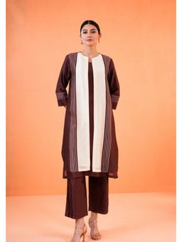 ORIGANI - Brown Enigma Kurta and Jacket with Dupatta