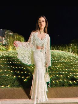 Asaga - Women Off White Blouse with Sharara and Dupatta