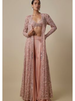 Asaga - Women Pink Blouse with Sharara and Jacket