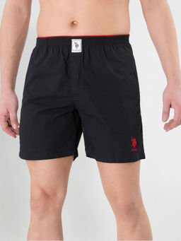 U.S. POLO ASSN. - Men Black Cotton Slid Boxer Shorts