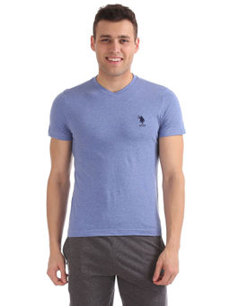 U.S. POLO ASSN. - Men Blue I638 Comfort Fit Solid Cotton T-shirt