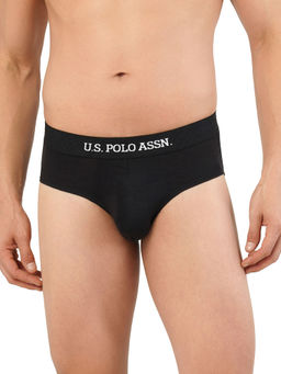 U.S. POLO ASSN. - Black Mid Rise Solid Premium Brief Black