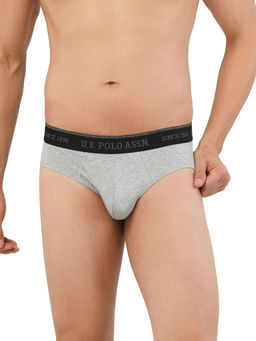 U.S. POLO ASSN. - Grey Mid Rise Solid Premium Brief Grey