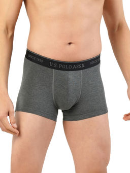 U.S. POLO ASSN. - Dark Grey Mid Rise Brand Waist Solid Trunks Grey
