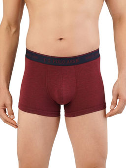 U.S. POLO ASSN. - Red Mid Rise Brand Waist Solid Trunks Red
