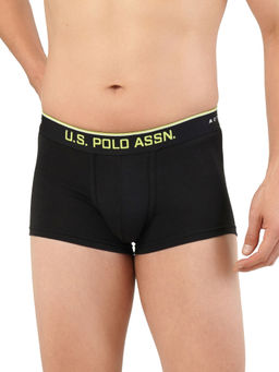 U.S. POLO ASSN. - Black Mid Rise Brand Waist Solid Trunks Black