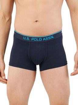U.S. POLO ASSN. - Navy Mid Rise Brand Waist Solid Trunks Navy Blue