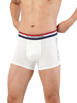 U.S. POLO ASSN. - Mens Solid Cotton Mid Rise Trunks White