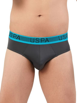 U.S. POLO ASSN. - Men Dark Grey I708 Nylon Spandex Solid Briefs