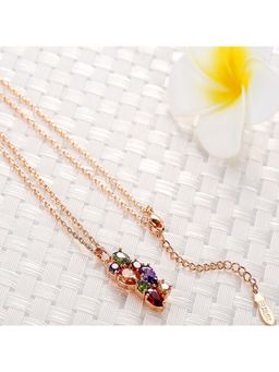 Yellow Chimes - Gold-Plated Red and Purple CZ Stone Studded Pendant with Chain