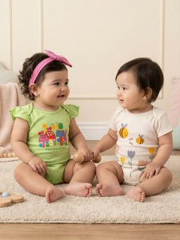 Nautinati - Baby Girls Pure Cotton Printed Onesies