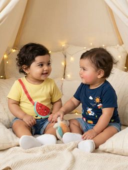 Nautinati - Baby Girls Pure Cotton Printed Round Neck T-shirts