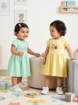 Nautinati - Baby Girls Pure Cotton Tropical-Theme Floral Print Dresses