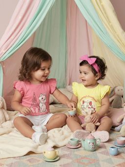 Nautinati - Baby Girls Pure Cotton Disney Marie Cat Print Tops