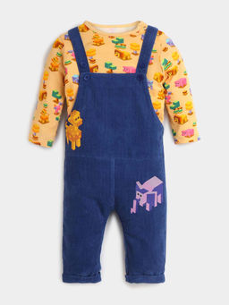 Somersault - Pixel Animal Bodysuit & Dungaree Navy Blue (Set of 2)