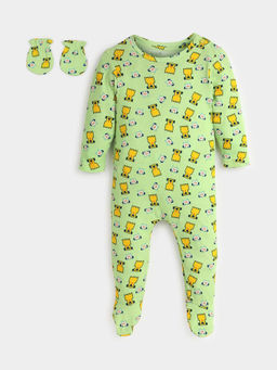 Somersault - Pixel Dog Printed Cotton Sleepsuit with Mittens (Set of 2)