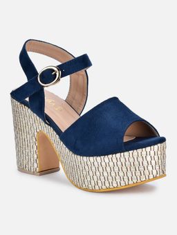 VALIOSAA - Navy Blue Solid-plain Heels