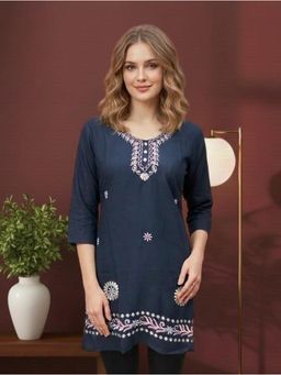Gahan - Embroidered Rayon Wrinkal Fabric Festive Kurti for Women