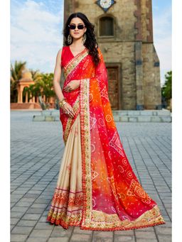 KALISTA - Bandhani Pure Georgette Saree with Unstitched Blouse
