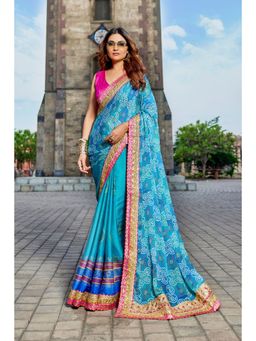 KALISTA - Pure Georgette Bandhani Saree with Unstitched Blouse