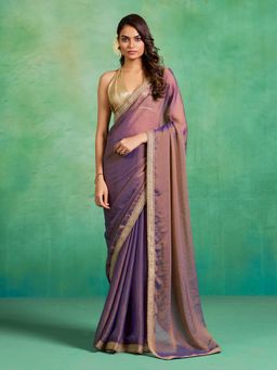KALISTA - Sequinned Satin Saree with Unstitched Blouse