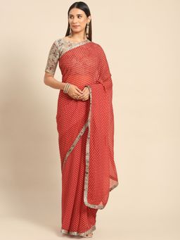 KALISTA - Maroon Paisley Saree with Unstitched Blouse