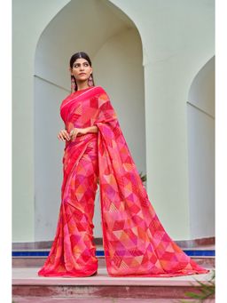 KALISTA - Woman Geometric Print Saree with Unstitched Blouse