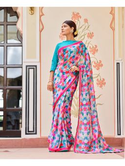 KALISTA - Woman Geometric Print Saree with Unstitched Blouse