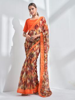 KALISTA - Floral Embellished Saree with Unstitched Blouse