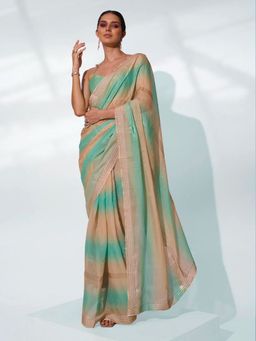 KALISTA - Beads and Stones Organza Saree with Unstitched Blouse