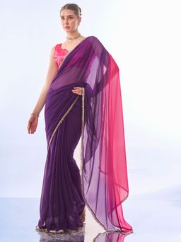 KALISTA - Mirror Work Pure Chiffon Saree with Unstitched Blouse