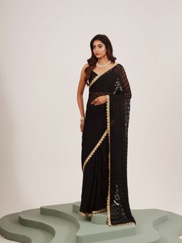 KALISTA - Embellished Sequinned Brasso Saree with Unstitched Blouse