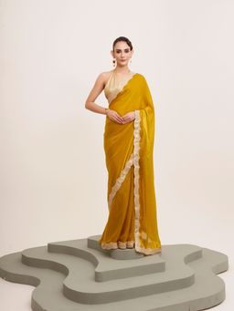 KALISTA - Embellished Sequinned Tissue Saree with Unstitched Blouse